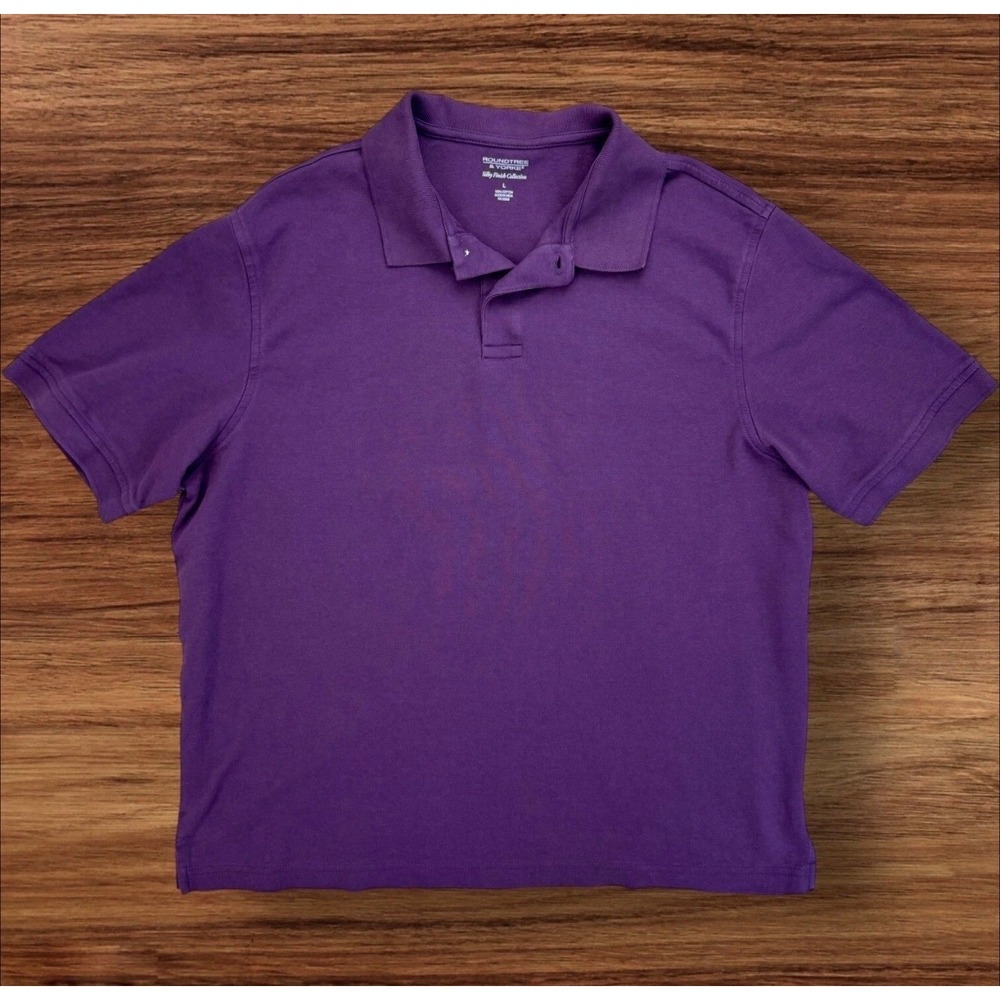 Roundtree & Yorke Shirt Mens Large Silky Finish Purple Cotton Polo Short Sleeve